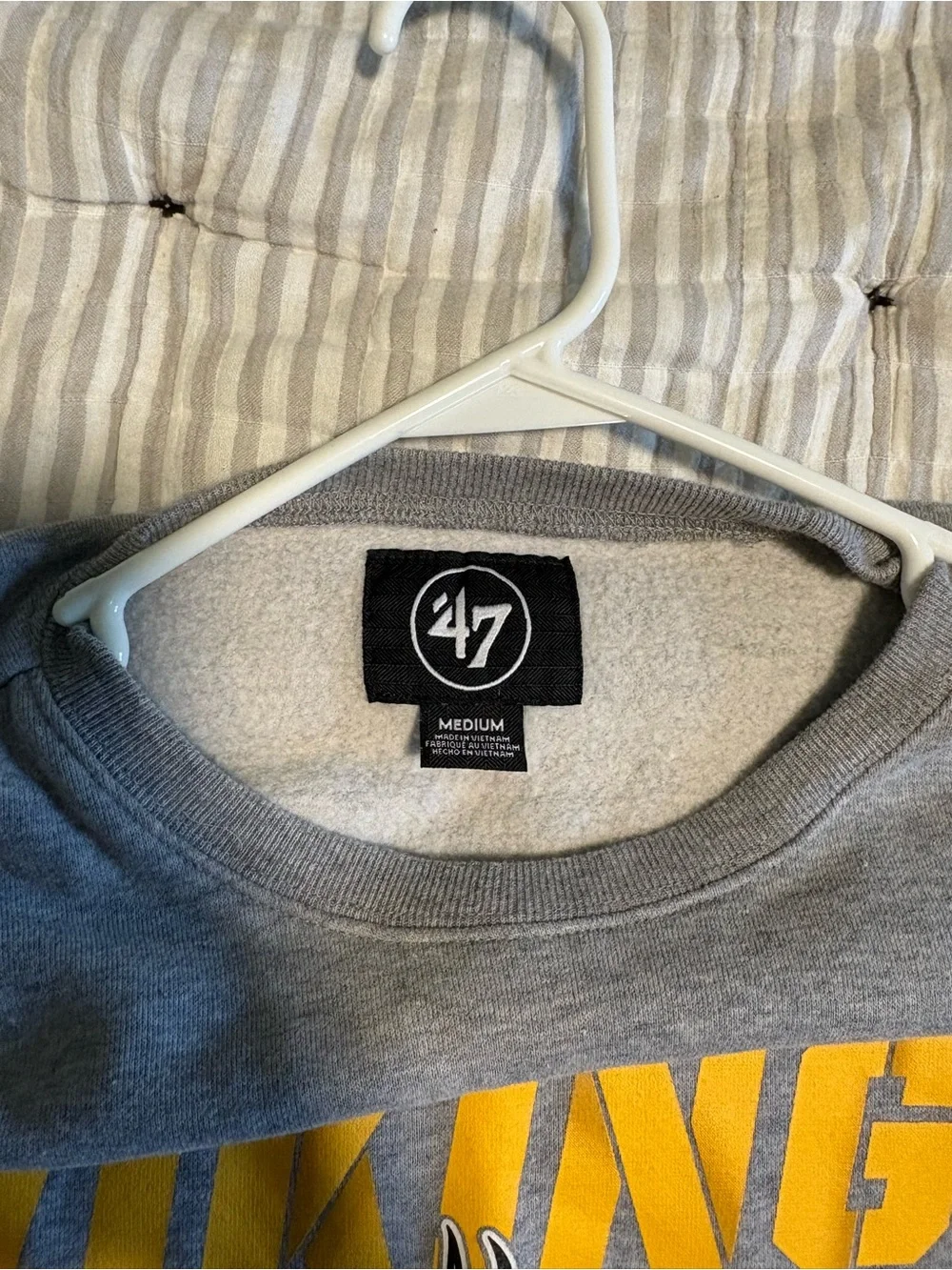 47 Minnesota Vikings Gray Crewneck with Yellow Logo